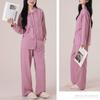 Yes Family Cotton Gauze Long Open Double Loungewear Size Pink Women's 100% Pajamas, Sleeves, Front, Gauze, Set, Autumn, L,
