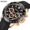 Men's Analogue Business Work Calendar Luminous Quartz Wrist Watch with Silicone Band for Collection MN8104G