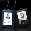 Genuine Leather ID Card Holder Reporter Police Office Worker Neck Badge Name Tag Chest Cards Cases Business Work Card