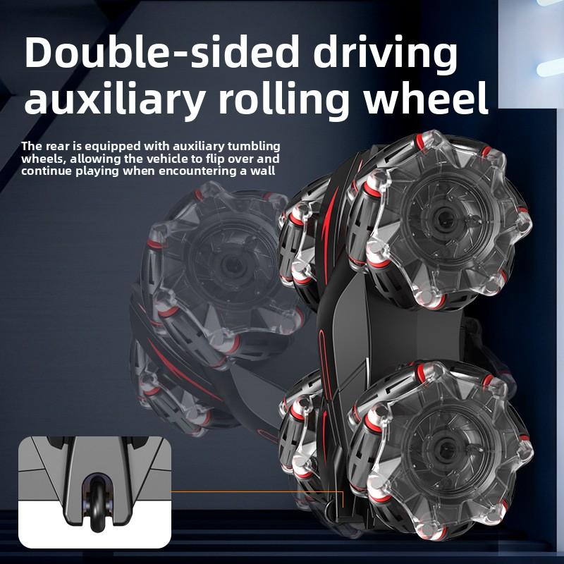 2.4GHZ Wireless Remote Control Double-sided Stunt Vehicle, Flip and Drift Four-wheel Drive Dump Truck, Children's Toy Vehicle