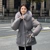 Women's Fur Collar Hooded Padded Windproof Lightweight Thickened Fluffy Warm and Cold-proof Medium-length Casual Jacket Parka Cotton Jacket
