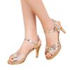 Women Sequin Fish Mouth Rhinestone High Heels Sandals Buckle Strap Dancing Shoes