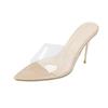 Sandals Women's Summer New Temperament Women's Shoes Pointed Open-toed Transparent Word with Stiletto High Heel Cool Shoes