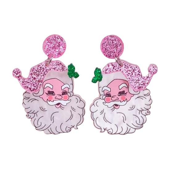 Santa Dangle Earrings Funny Christmas Earrings Glitter Santa Claus Charm Earrings Holiday Gift for Ladies Girls Xmas Party Accessories