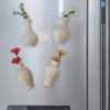 Mini Ceramic Vase Refrigerator Magnet with Artificial Flower Home Office Kitchen Locker Fridge 3D Miniature Flower Vase Magnetic Decoration Ornament