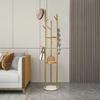Metal Gold Coat Rack Stand Coat Hanger Stand Hall Tree with Marble Shelf