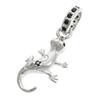 [Shinjuku Gin No Kura] Lizard Black Zirconia Pendant Necklace Charm (Chain Not Included) Silver 925 Reptile Newt Gecko