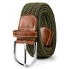Belt Woven Canvas Belt Metal Buckle Men Women Elastic Braided Belt Punch Free