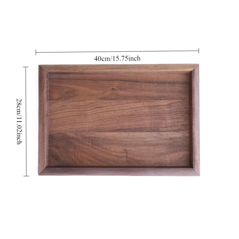 Black Walnut Wood Tray Rectangular Household Tea Tray Fruit Plate High Value Wood Dinner Plate