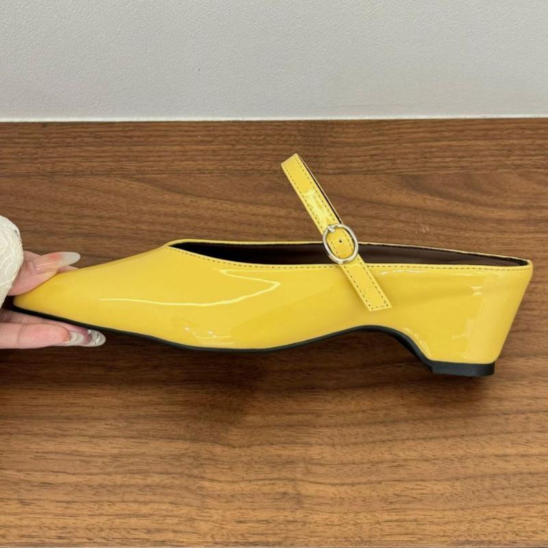 Fashion High Quality Pointed Toe Patent Leather Women Sandal Fashion Narrow Band Buckle Slide Sandals Elegant Comfort Heeled Shoes Woman