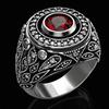 Luxury New Men's Ring, Silver with Ruby Men's Ring Full of Diamonds.